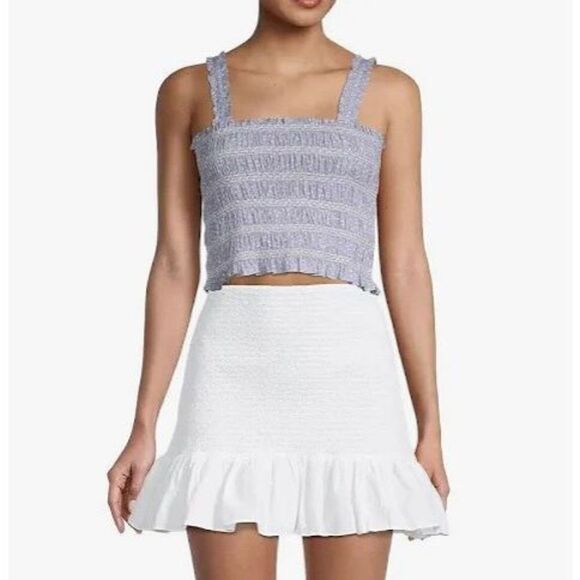 FRENCH CONNECTION - NWT - L XL Smocked Cotton Cropped Tank/Forget Me Not Multi - Picture 12 of 15